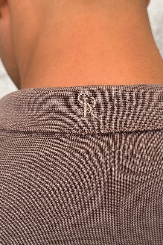 Бежевое поло с длинным рукавом Stefano Ricci zip-up