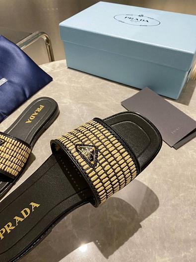 Женские шлёпанцы Prada Premium - Black   