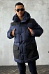 Удлинённый тёмно-синий пуховик Burberry Nylon logo-patch