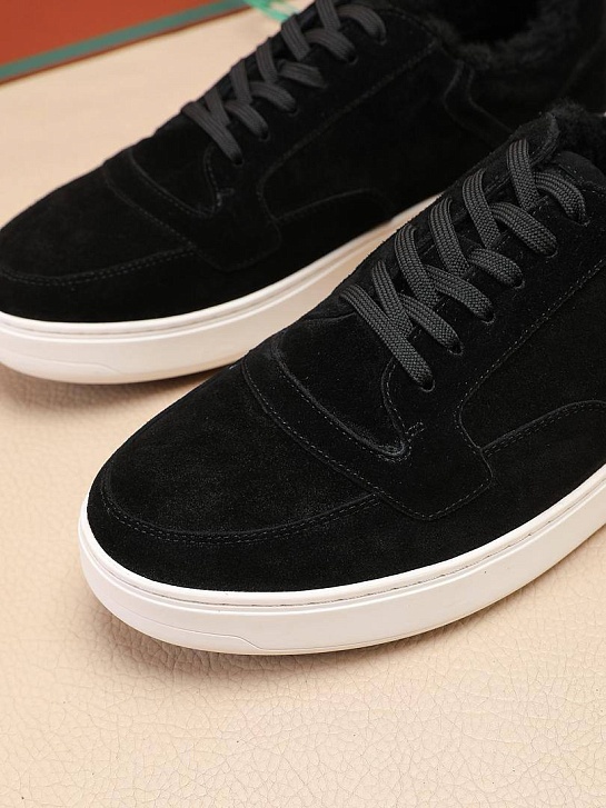 Кроссовки с мехом Loro Piana Newport Walk - Black