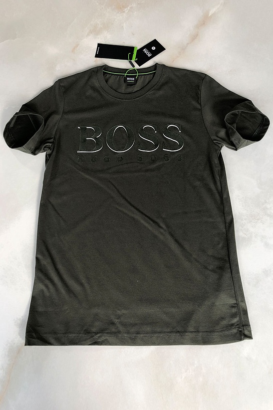 Мужская тёмно-зелёная футболка Hugo Boss
