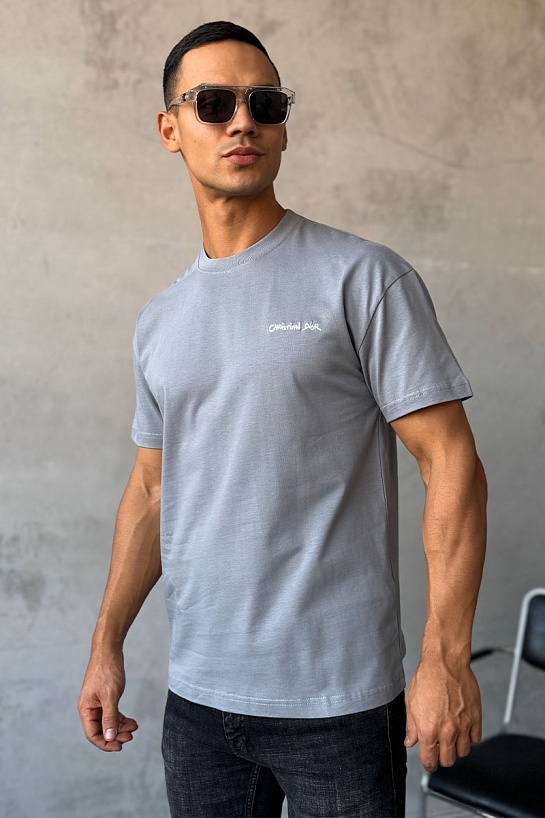 Мужская футболка Dior logo-embroidered - Grey