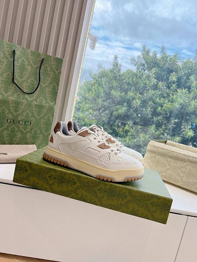 Женские кроссовки Gucci Premium - White / Brown   