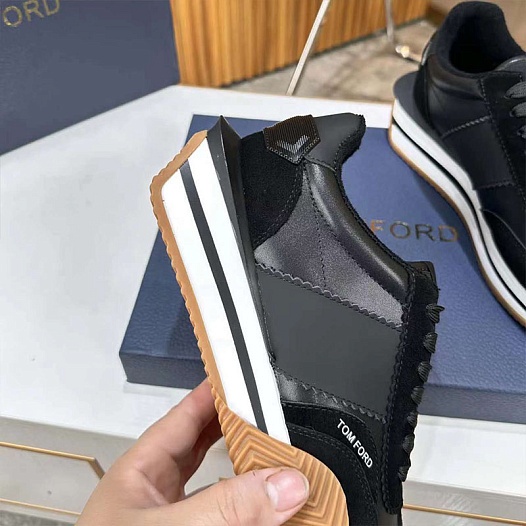 Комбинированные кроссовки Tom Ford James low-top - Black   