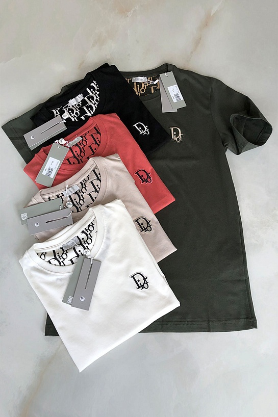 Чёрная мужская футболка Dior embroidered logo