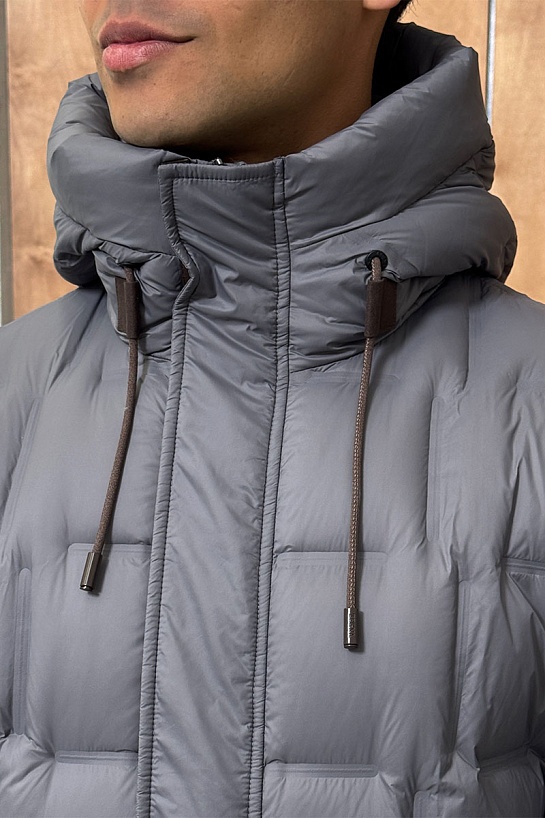 Мужской пуховик Zegna серого цвета