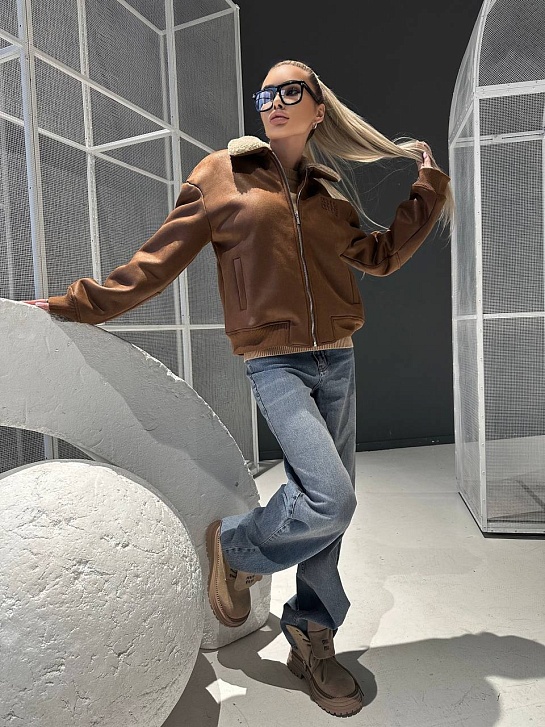 Женская кожаная дубленка MIU MIU
