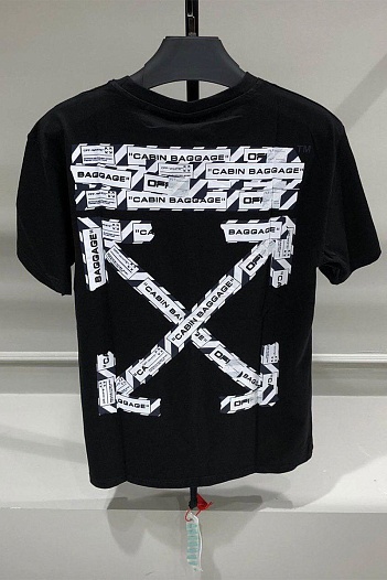 Чёрная оверсайз футболка Off-White "Cabin Baggage"   
