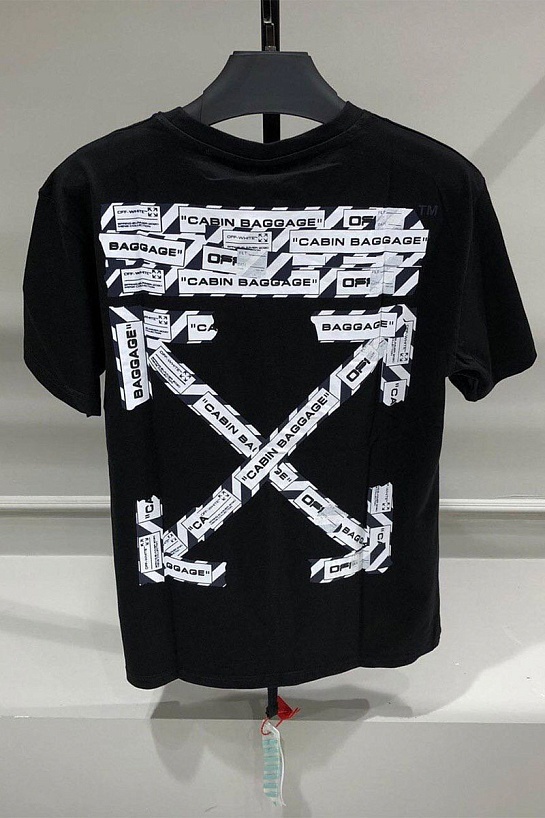 Чёрная оверсайз футболка Off-White "Cabin Baggage"