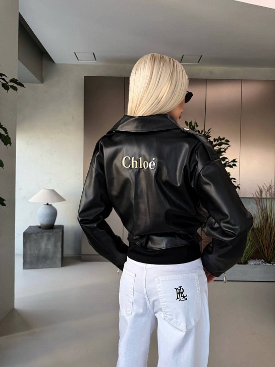 Женская кожаная косуха Chloe premium чёрного цвета