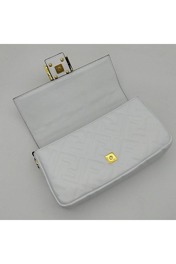 Кожаная сумка Fendi Medium Baguette FF motif 27x16 см (2 расцветки)   