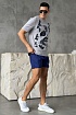 Синие шорты Prada logo-embroidered