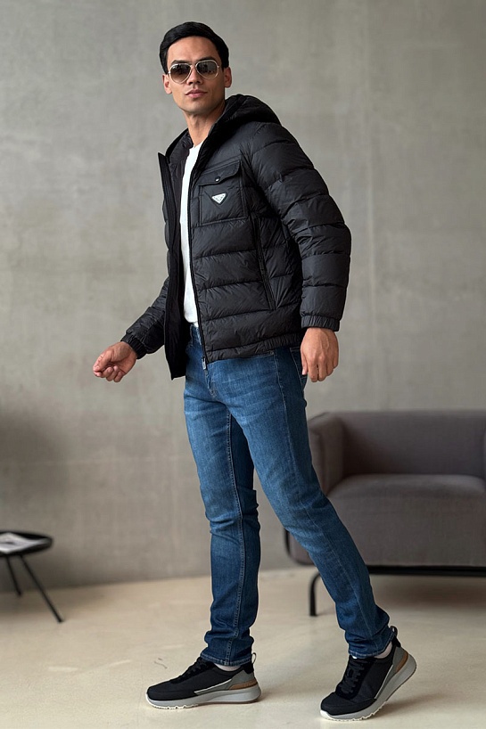 Мужской пуховик Prada logo-plaque - Black