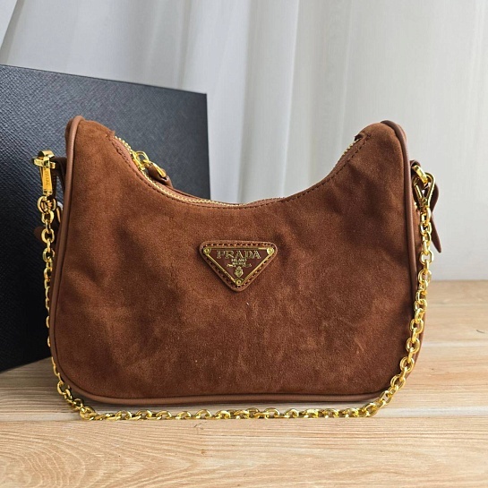 Замшевая сумка Prada re Edition 23x12 см - Brown