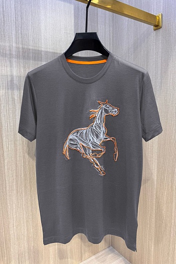 Мужская серая футболка Hermes Premium   