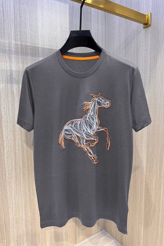 Мужская серая футболка Hermes Premium