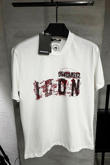 Мужская белая футболка Dsquared2 "ICON"   