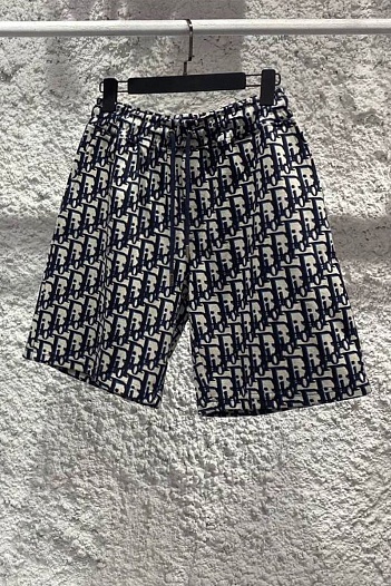 Мужские шорты Dior Oblique - Navy / White   