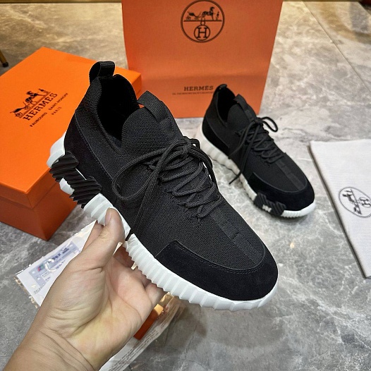 Текстильные кроссовки Hermes lift slip-on - Black / White   