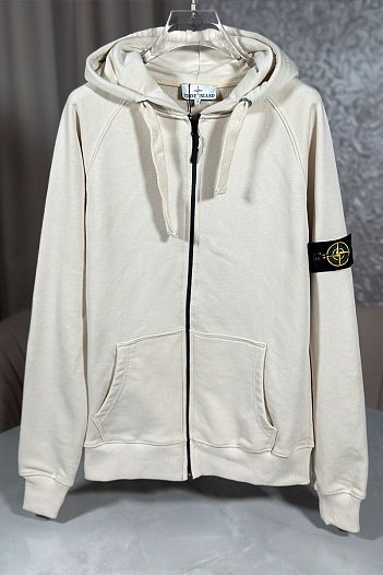 Бежевая кофта на молнии Stone Island compass-patch   