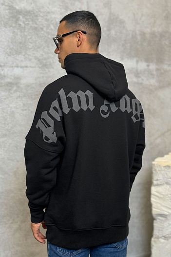 Утеплённое оверсайз худи Palm Angels Classic Logo - Black   