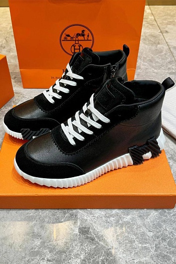Кроссовки с мехом Hermes Bouncing high-top - Black / White   