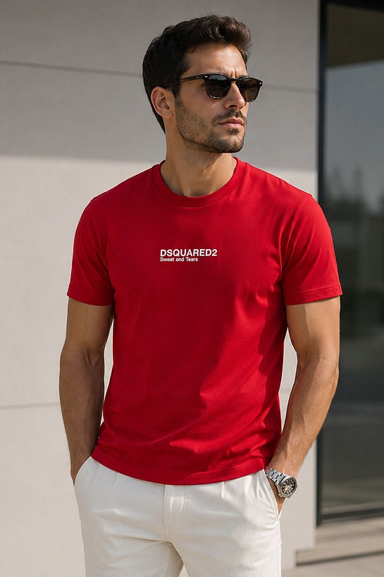 Мужская футболка Dsquared2 "Sweat and Tears" - Red