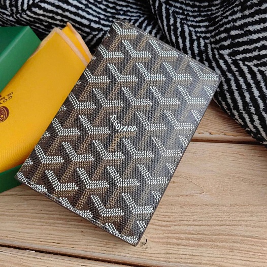Кожаная обложка на паспорт Goyard - Brown 10х14 см   