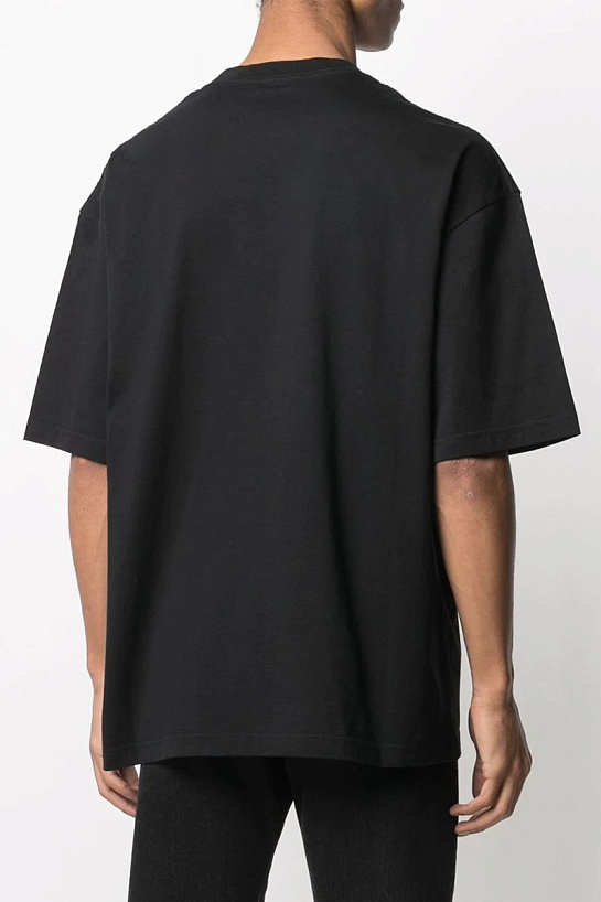 Чёрная оверсайз футболка Balenciaga logo-embroidered