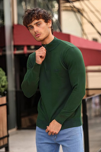 Мужской зелёный джемпер Lacoste Zip Neck   