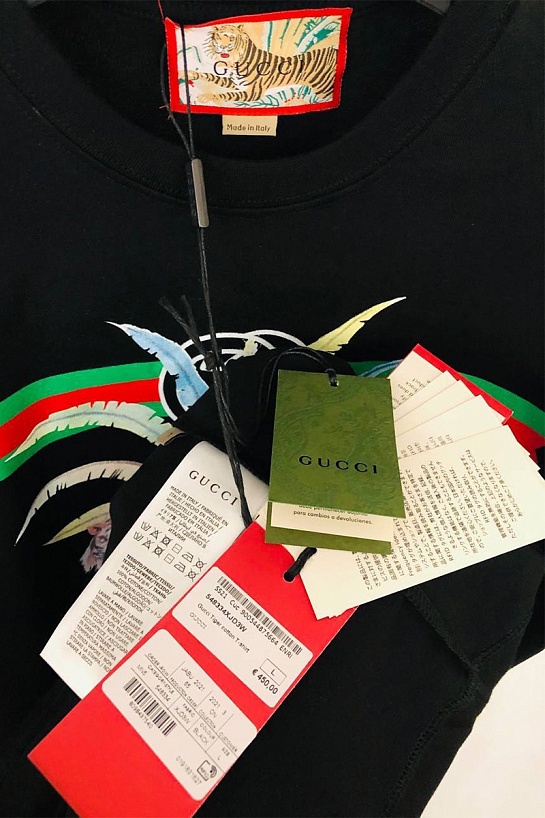Чёрная оверсайз футболка Gucci Lunar New Year Tiger