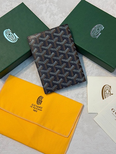 Кожаная обложка для паспорта Goyard Grenelle premium 14x10 см   