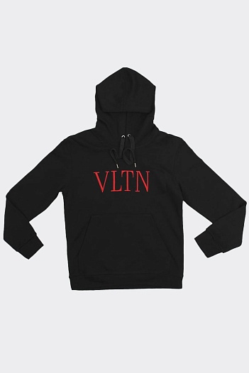 Мужское тёмно-синее худи Valentino logo-embroidered   