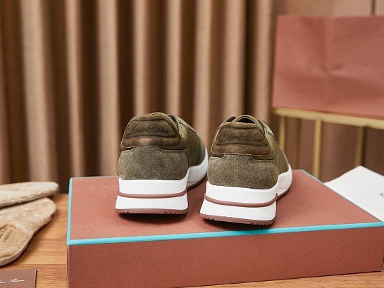 Замшевые кроссовки Loro Piana Week End Walk - Green