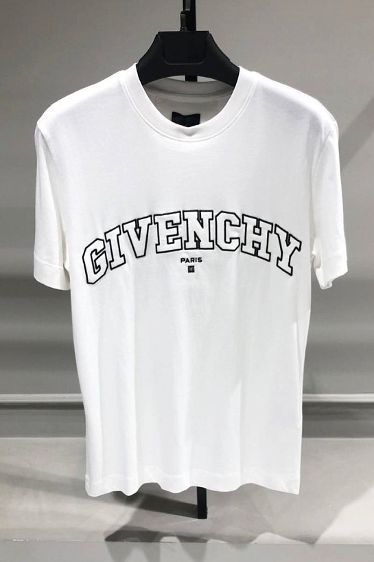 Белая футболка Givenchy College logo-embroidered