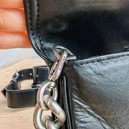 Кожаная сумка Balenciaga Bb Soft Flap 23x12 см - Black / Silver