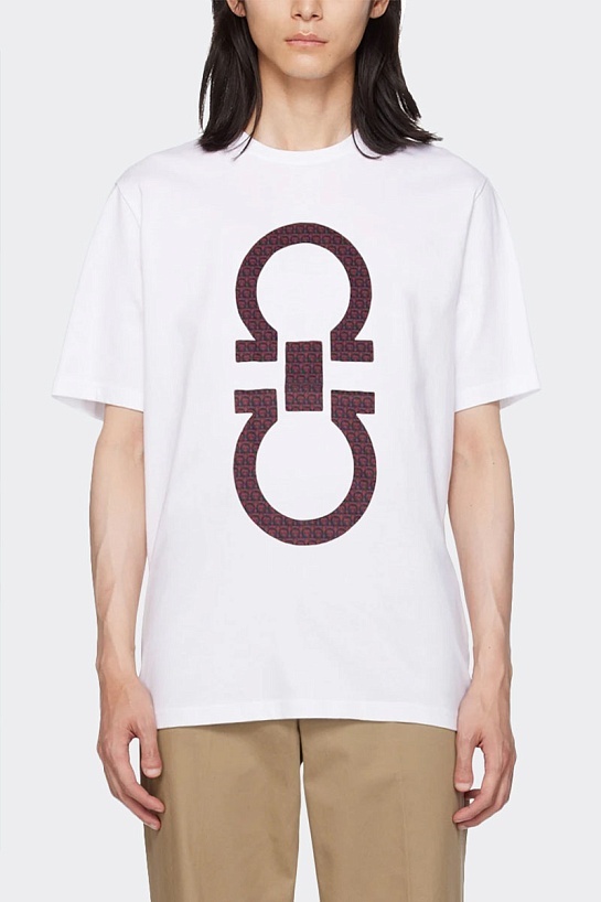 Белая футболка Salvatore Ferragamo Gancio-print