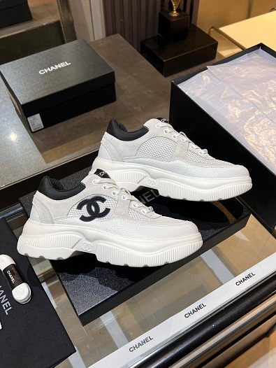 Белые женские кроссовки Chanel premium   