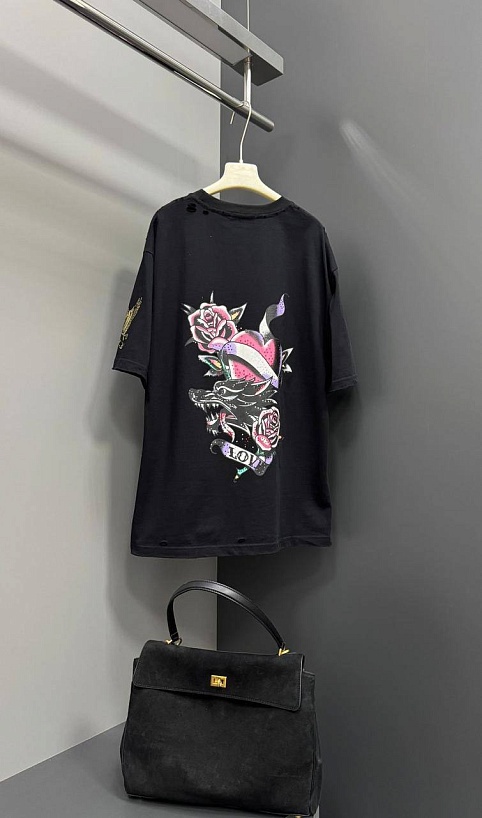 Женская чёрная оверсайз футболка Balenciaga