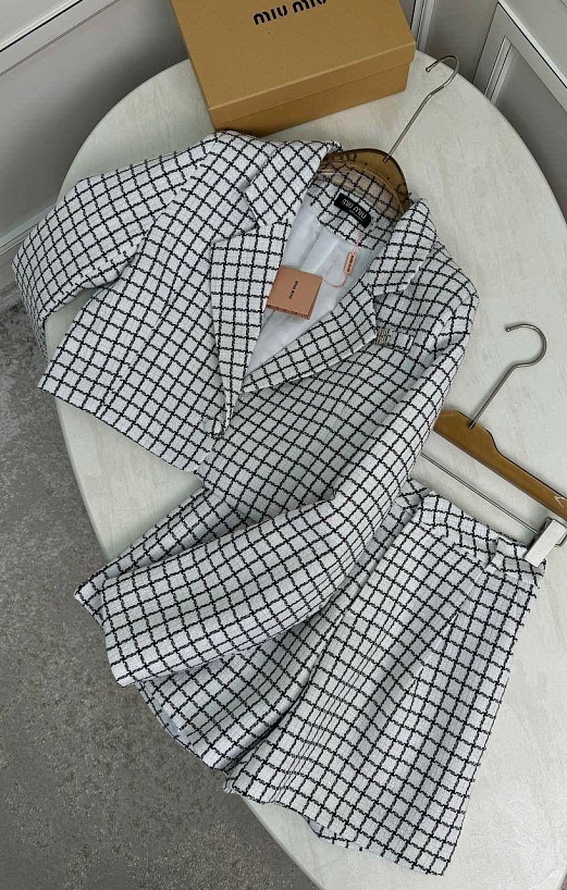 Женский костюм в клетку MIU MIU premium - White