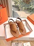 Женские кожаные сандалии Hermes Premium - Brown