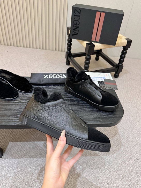 Кроссовки с мехом Ermenegildo Zegna Triple Stitch high-top