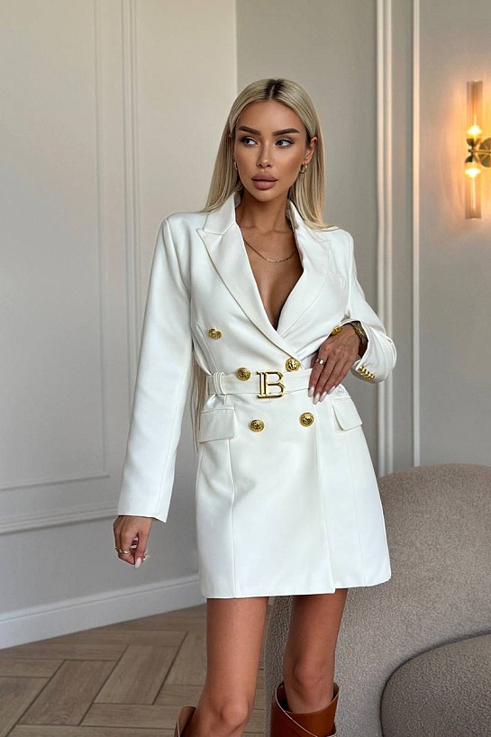 Женское платье-пиджак Balmain белого цвета