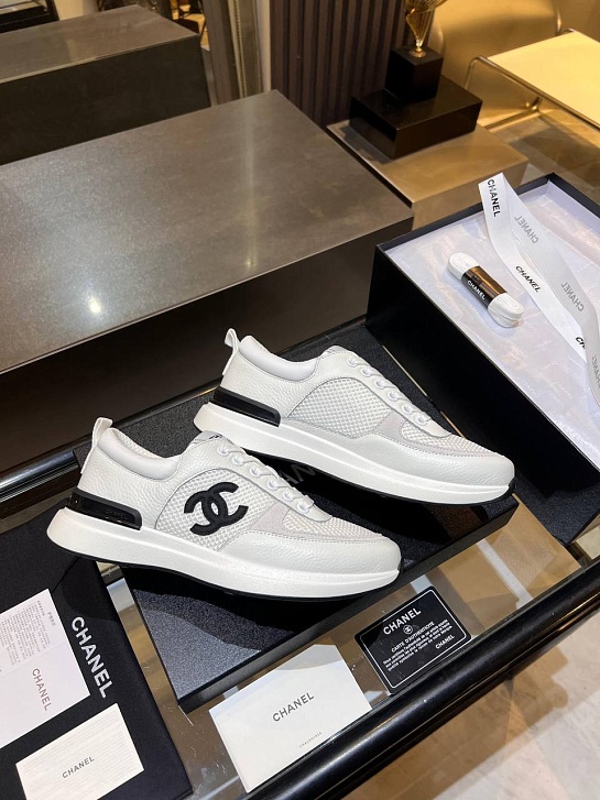 Женские кожаные кроссовки Chanel premium