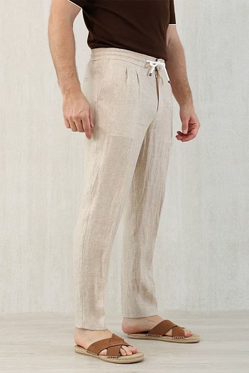 Льняные брюки Brunello Cucinelli Premium - Beige   