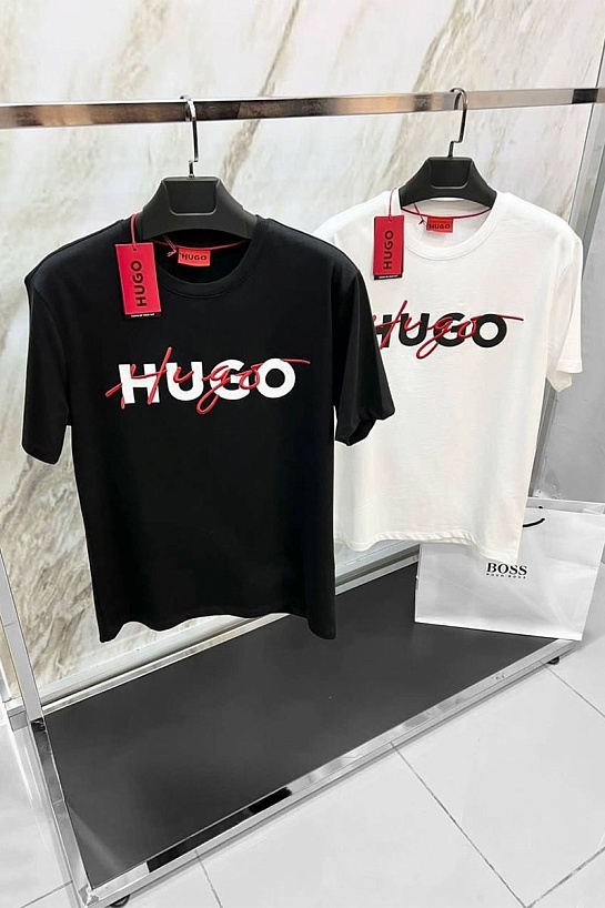 Футболка чёрного цвета Hugo Boss Dakaishi double logo