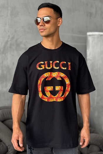 Оверсайз футболка Gucci чёрного цвета   