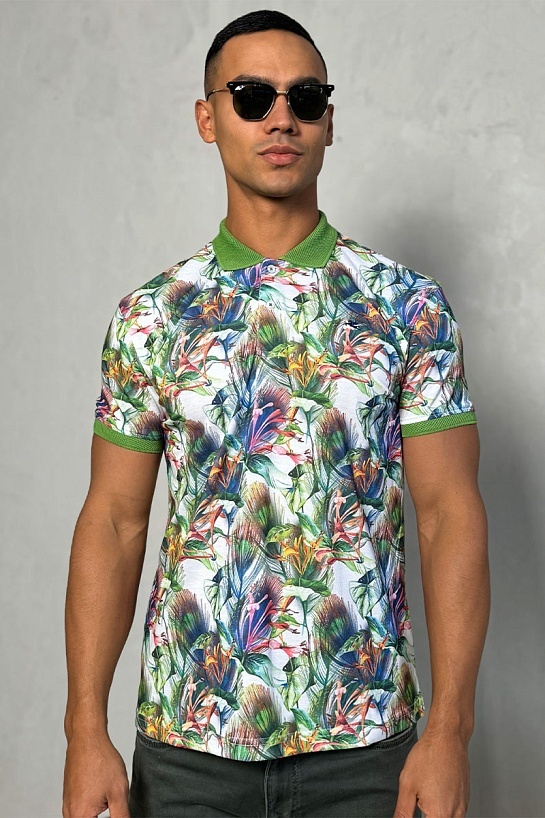 Мужское поло Etro "Floral" - Green
