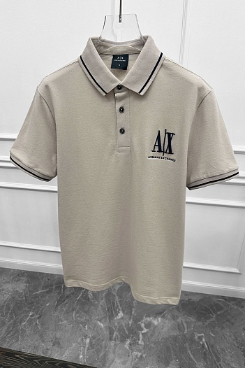 Бежевое поло Armani Exchange embroidered-logo   