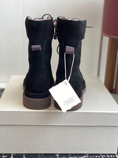 Женские замшевые ботинки Brunello Cucinelli Premium - Black   